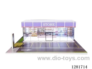 1:64 Convenience Store Model Scene: Car Display and Storage Box