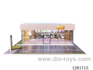 1:64 Fast Food Restaurant Model Scene Car Display and Storage