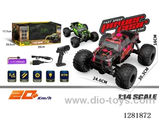 1:14 Monster Truck (Translucent Body) Red/Green (Battery Included)