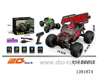 1:14 Monster Truck (Transparent Body) Red/Green (Battery Included)
