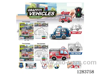 Inertia Inflatable Graffiti Police Car & Fire Truck with Pipes