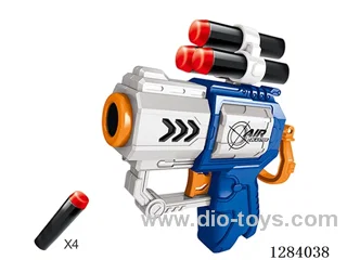 Mini Soft bullet Gun + 4 Bullets - Blue and White