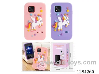 Toy cell phone / 2.8-inch display / Touchscreen / 14 built-in languages / Photo and video capture / Games / Alarm clock / Flashlight / Calculator / SD card support included battery