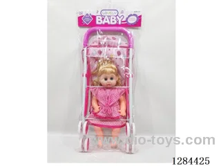 16-Inch Hollow-Body Doll with Moving Eyes, English IC, and Metal Hand-Pushed Food Cart