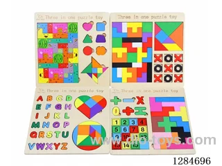 Wooden 3-in-1 Building Block Puzzle Assortment