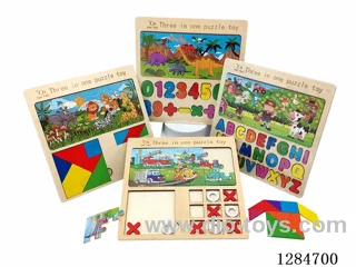Wooden 3-in-1 Building Block Puzzle Assortment