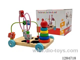 Wooden Rainbow Tower Bead-Stringing Trailer