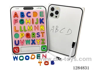 Wooden Phone Model Alphabet Recognition/Drawing Board - Spanish