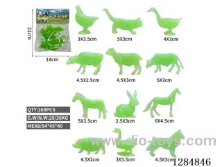 Small Solid Glow-in-the-Dark Farm Animals (12-Pack)