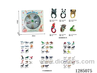 Rings 6 Styles + 4 Random 1-Inch Animals in Window Box