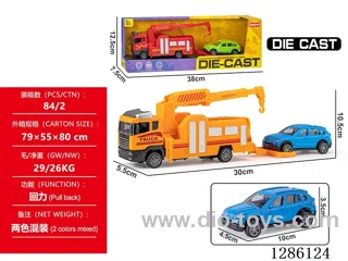 Alloy trailer + off-road vehicle - pull-back - 2 colors