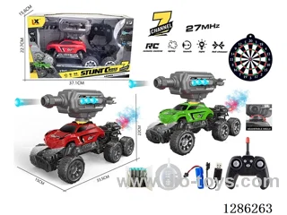 1:16 27MHz RC 7ch 6-Wheel Rock Crawler + RC Soft-Projectile Turret + Spray Function + One-Button Demo + 10 Soft Projectiles + 10-Round Magazine + Spotlight + Spray Bottle (Battery Included)