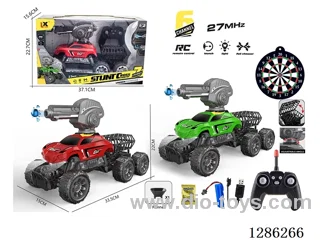 1:16 27MHz RC 6ch 6-Wheel Rock Crawler + RC Water Blast Cannon + 1 Pack of Dry Water Blast Ammo + 1 Loading Funnel + Spotlight (Batteries Included)
