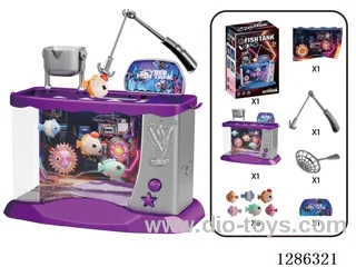 Electric Toy Fish Tank (Purple) with 6 Fish (Random) — Battery Not Included