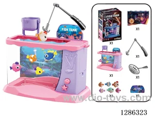 Electric Toy Fish Tank (Pink) with 6 Fish (Random) — Battery Not Included
