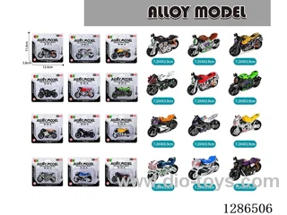 Free Wheel Alloy Motorcycles (6 models, 12 colors, assorted)