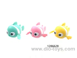 clockwork-wound, bathroom-swimming, water-playing, clownfish toy in  opp bag