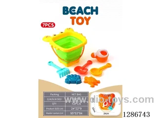 Medium-Sized Folding Beach Buckets, 7PCS 2 colors