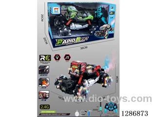 1:16 2.4G Dual Remotes 13ch RC Stunt Car W L/M/ Spray (GCC)included battery