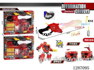 DIY Fire Truck Transformer Catapult Sword Set (W, L, M), Includes 3 AG13 Batteries (2 mixed)
