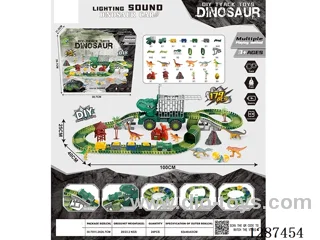 Dinosaur Track Storage Construction Vehicle + Electric Train (179 pcs) Train Not Included Battery