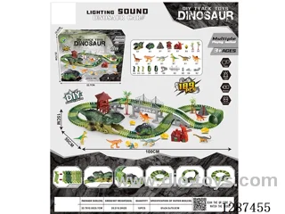 Dinosaur Track Devourer + Electric T-Rex Car with Lights Not Included Battery (189 pcs)