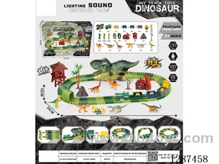 Dinosaur Track Devourer + Electric Train (113 PCS) – Cars not included batteries