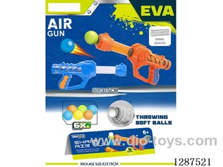 Spring-Powered ABS Mechanical (Blue and Orange) Dual-Use Air-Powered Gun (6 balls, 6 EVA bullets)