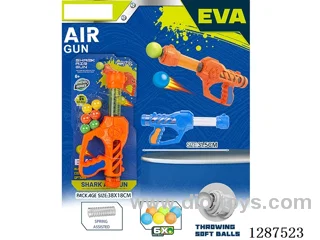 Spring-Powered ABS Mechanical (Blue and Orange) Dual-Use Air Gun (6 Balls, 6 EVA bullets)