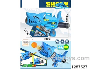 Spring-Powered Shark (Blue) Dual-Use Air-Powered Gun (6 balls, 6 EVA bullets)