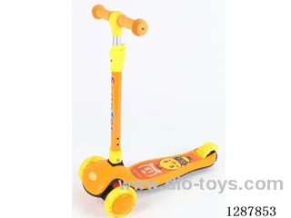 Scooter - 35 Snap-On Wheels, Printed Deck, Lights & Music, Folds in a Second, 4-Level Height Adjustment, Full-Cover Deck - Pink/Blue/Yellow/Green