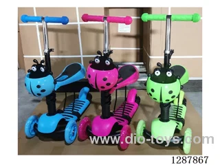 Scooter - 3-in-1 with Seat - Rose Red, Sky Blue, Green