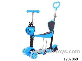 Scooter - 5-in-1 with Seat and Push Handle - Rose Red, Sky Blue, Green