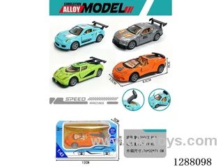 1:43 Pull-back Zinc Alloy Double Door Sports Car, 4 Assorted Styles