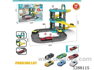 50PCS City Parking Lot with Plastic Cars