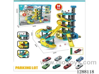 98PCS City Parking Lot with 3 Alloy Cars