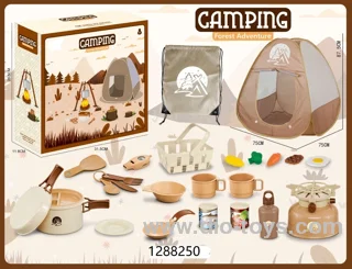 Children's Pretend Play Camping Set 35PCS With Adventure Tool Toys and Pop up Tent in color box