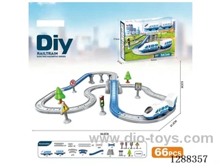 DIY Assembled Electric Track Train/66PCS with music not included battery
