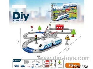 DIY Assembled Electric Track Train/76PCS with music not included battery