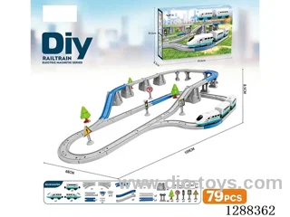 DIY Assembled Electric Track Train/79PCS with music not included battery