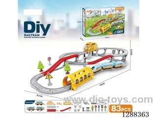 DIY Assembled Electric Track Train/83PCS with music not included battery