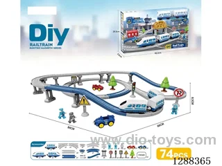 DIY Assembled Electric Track Train/74PCS with music not included battery