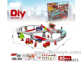 DIY Assembled Electric Track Train/85PCS with music not included battery