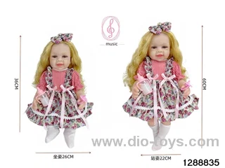 24-inch 60CM eco-friendly vinyl doll with IC /touch-sensitive sounding (feet are filled with cotton)