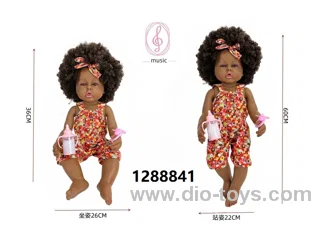 24 inch Black baby doll with IC sound in PVC header bag