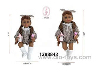 24 inch Black baby doll with IC sound in PVC header bag