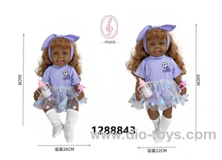 24 inch Black baby doll with IC sound in PVC header bag