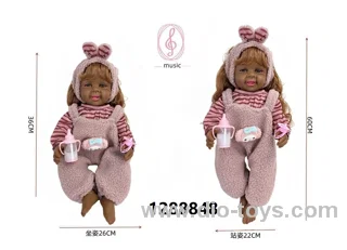 24 inch Black baby doll with IC sound in PVC header bag