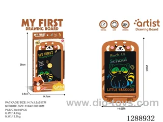 Raccoon LCD Drawing Board – One-Button Clear – included battery (1 x 3V CR2025 Button Cell Battery)