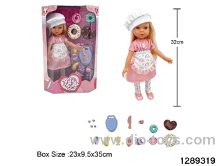 32cm girl doll with accessories in window box
